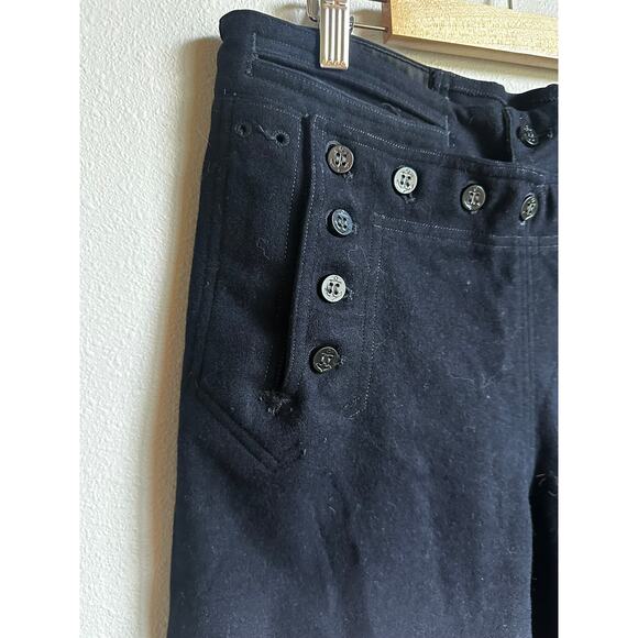 VINTAGE NAVAL CLOTHING FACTORY 30's Navy Blue Wool Wide Leg Sailor Pants Size M - Picture 5 of 7